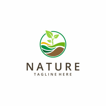 Creative illustration seeds plant Tree nature landscape logo design sign vector template icon