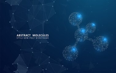 Abstract polygonal wireframe molecules