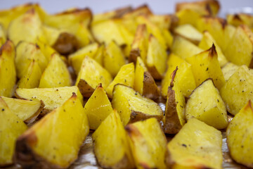 Baked potatoes with large pieces