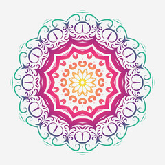 Colorful ornamental mandala design with floral shapes