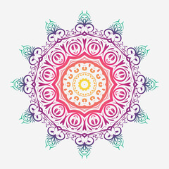 Colorful ornamental mandala design with floral shapes