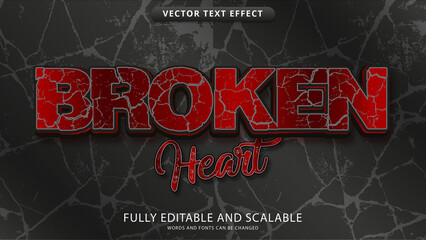 broken heart text effect editable eps file