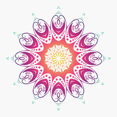 Colorful ornamental mandala design with floral shapes