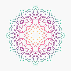 Colorful ornamental mandala design with floral shapes