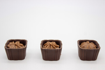 Few chocolates candy with filling
