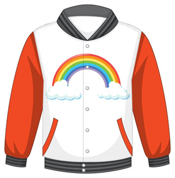 rainbow varsity jacket orange sleeves clip art preview