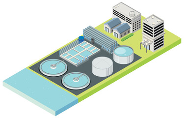Isometric industrial area of desalination plant