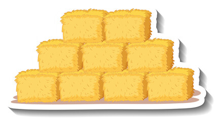 Square haystacks group on white background