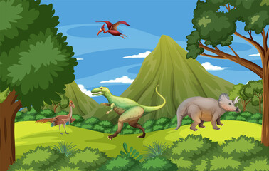 Scene with dinosaurs in the forest © blueringmedia