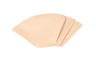 paper coffee filters isolated over the white background