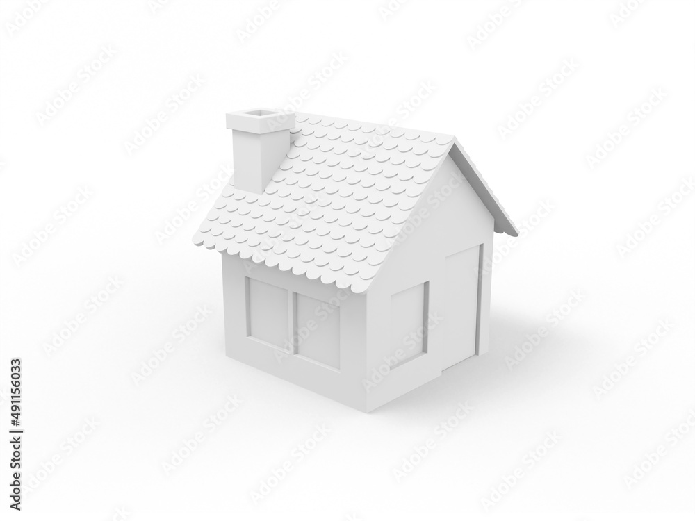 Poster white one color house on white flat background. minimalistic design object. 3d rendering icon ui ux 