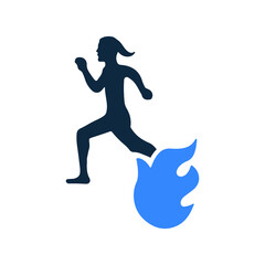 Run, runner, fire danger icon. Simple editable vector illustration.