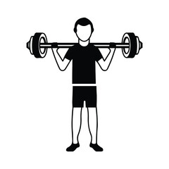 Training, gym, weightlifter icon. Black vector graphics.