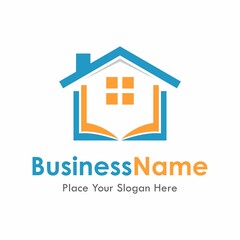 Book house vector logo template. Suitable for business, education and web