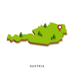 Isometric Map of Austria. Simple 3D Map. Vector Illustration - EPS 10 Vector - obrazy, fototapety, plakaty