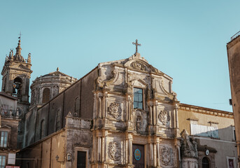 Obraz premium Facade of San Francesco D'Assisi Church in Caltagirone, Catania, Sicily, Italy, Europe, World Heritage Site