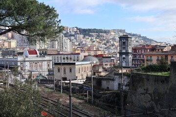 Fototapeta na wymiar Napoli - Scorcio panoramico dal Parco Vergiliano a Piedigrotta