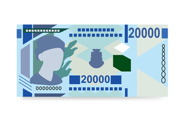 Guinean Franc Vector Illustration. Guinea money set bundle banknotes. Paper money 20000 GNF. Flat style. Isolated on white background. Simple minimal design.