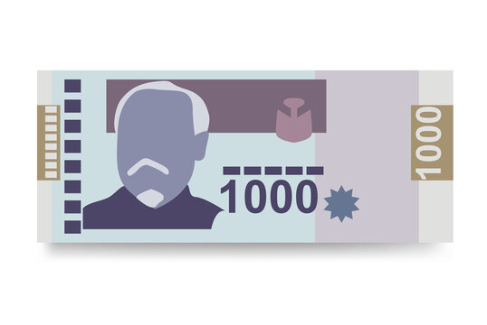 Haitian Gourde Vector Illustration. Haitian money set bundle banknotes. Paper money 1000 HTG. Flat style. Isolated on white background. Simple minimal design.
