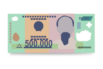 Vietnam Dong Vector Illustration. Vietnamese money set bundle banknotes. Paper money 500000 VND. Flat style. Isolated on white background. Simple minimal design.