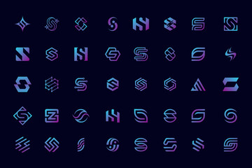 creative monogram letter s logo design set