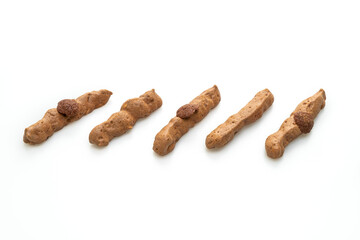 chocolate meringue stick on white background
