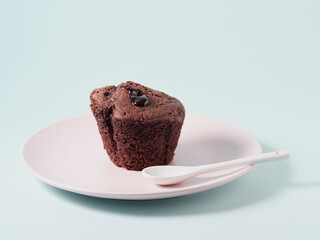 Chocolate cupcakes with cherry jam isolated on a white background. Chocolate muffin. High quality photo