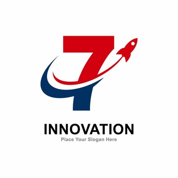 Number 7 with rocket logo vector design. Suitable for  technology, education, corporate identity, initial, posters and labels
