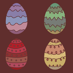 Set of 4 colored Easter eggs