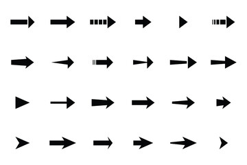 set of 24 black arrow vector icon 