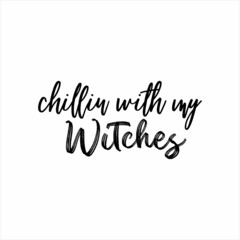 Fototapeta premium Chillin with my Witches of black ink on a white background.