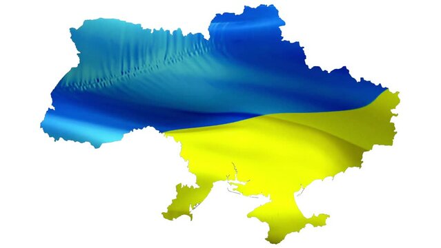 Ukraine map. Ukrainian flag background video waving in wind. Realistic Ukraine Flag. Ukrainian Flag Looping Closeup 1080p Full HD 1920X1080 footage. Realistic Ukraine Flag background Looping Closeup 1
