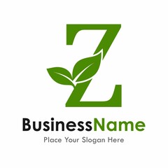 Letter Z with leaf vector logo design. Suitable for business, web, nature and design