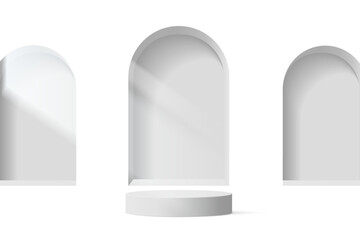 3d background products display podium scene with geometric platform stand to show cosmetic products. Stage showcase on pedestal display white studio