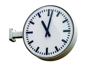A large clock at a train station on a white background