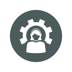 Care, center, customer, setting icon. Gray vector sketch.