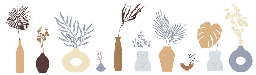 Boho minimalistic ceramic vases set