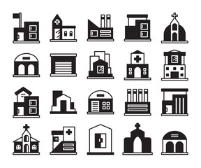 building icons set vector