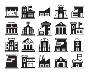 building icons set vector