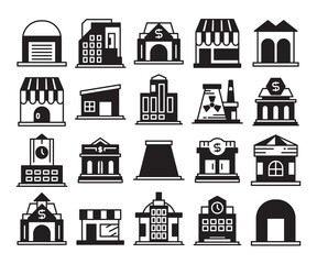 building, house, apartment icons set