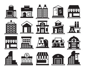 building, house, apartment icons set