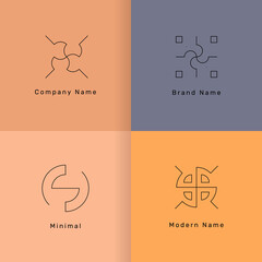 Line style monogram minimal logo designs set. - Vector.