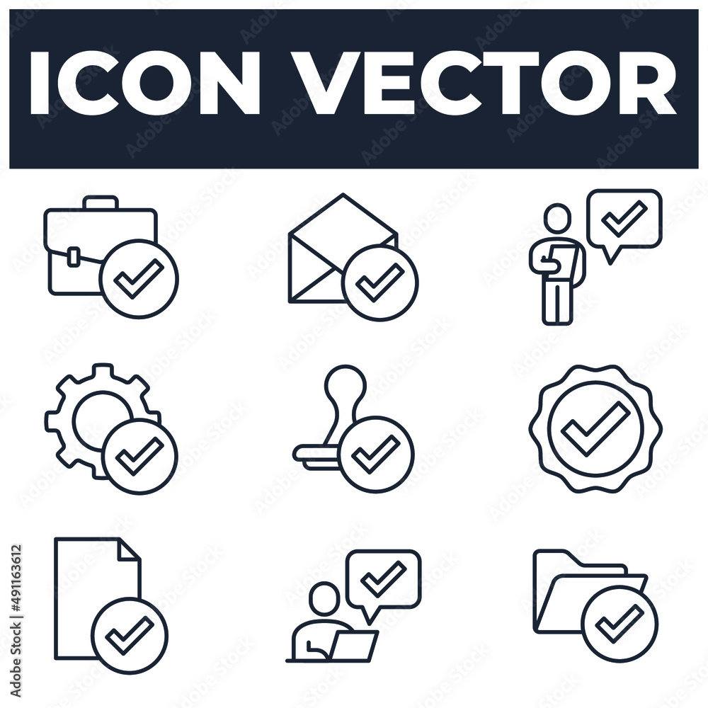 Poster set of approve elements symbol template for graphic and web design collection logo vector illustrati