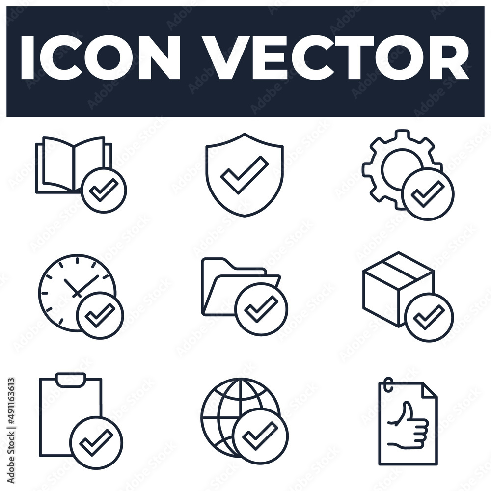Poster set of approve elements symbol template for graphic and web design collection logo vector illustrati