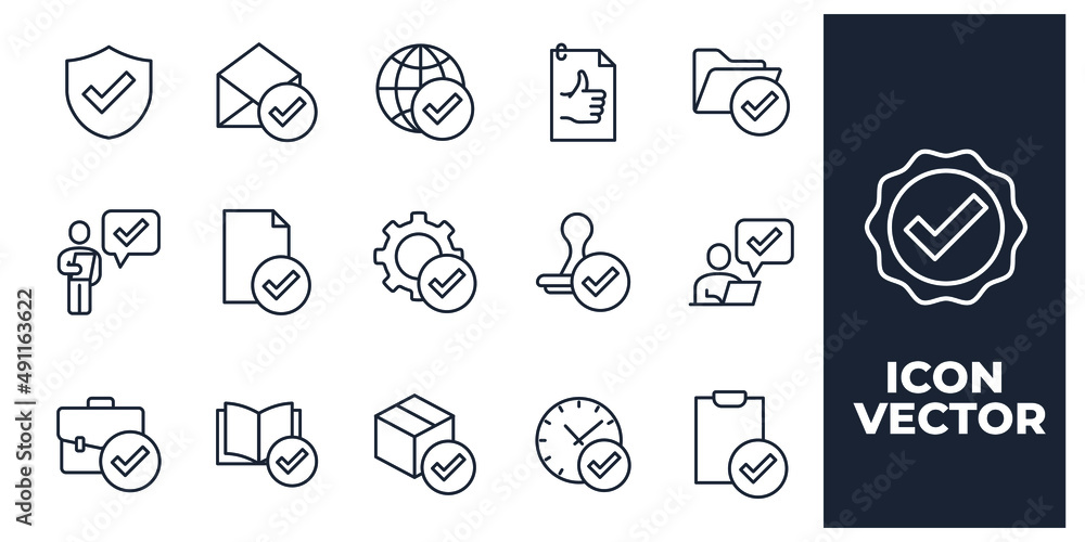 Poster set of approve elements symbol template for graphic and web design collection logo vector illustrati