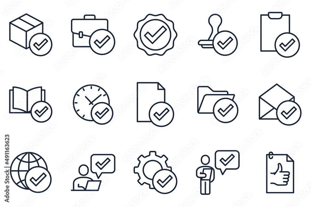 Poster set of approve elements symbol template for graphic and web design collection logo vector illustrati