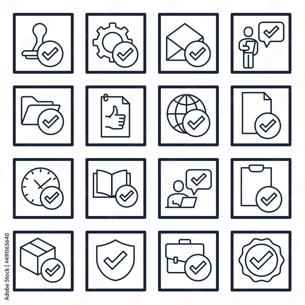 Poster set of approve elements symbol template for graphic and web design collection logo vector illustrati