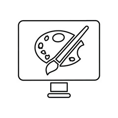 Online, art, artist line icon. Outline vector.