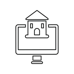 Bank, institution, loan, pay outline icon. Line art sketch.