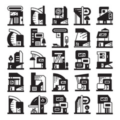 modern building and house, modern architecture design vector set